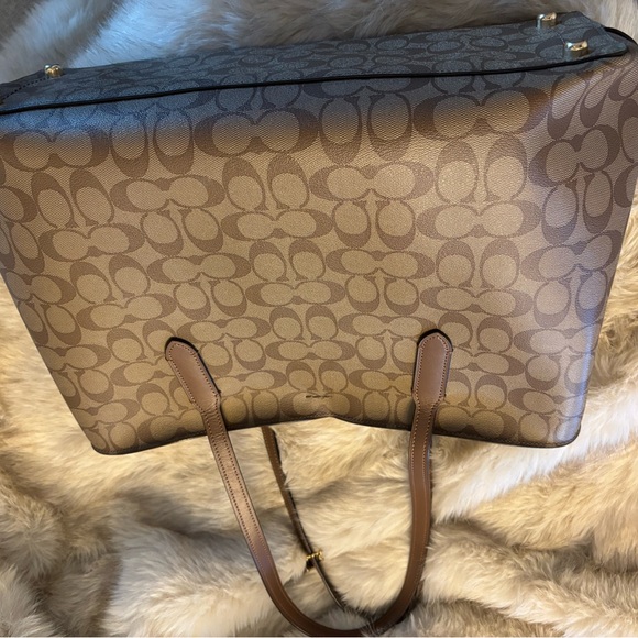 Coach Tan and Brown Signature Tote - Picture 3 of 8